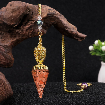 Golden Crystal Agate Resin Hexagonal Pyramid Spirit Pendulum