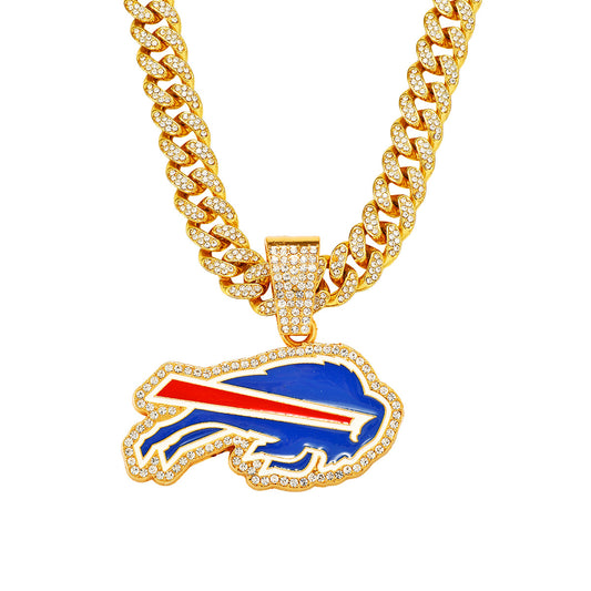 Hip-Hop Style Oil Painting Team Logo Cuban Chain Pendant Necklace