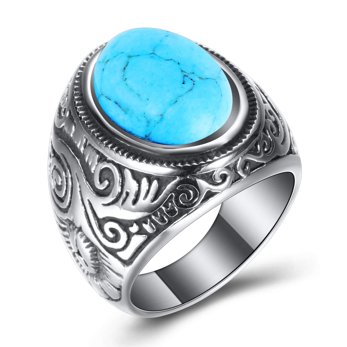 Men's Vintage Turquoise Tiger's Eye Ring