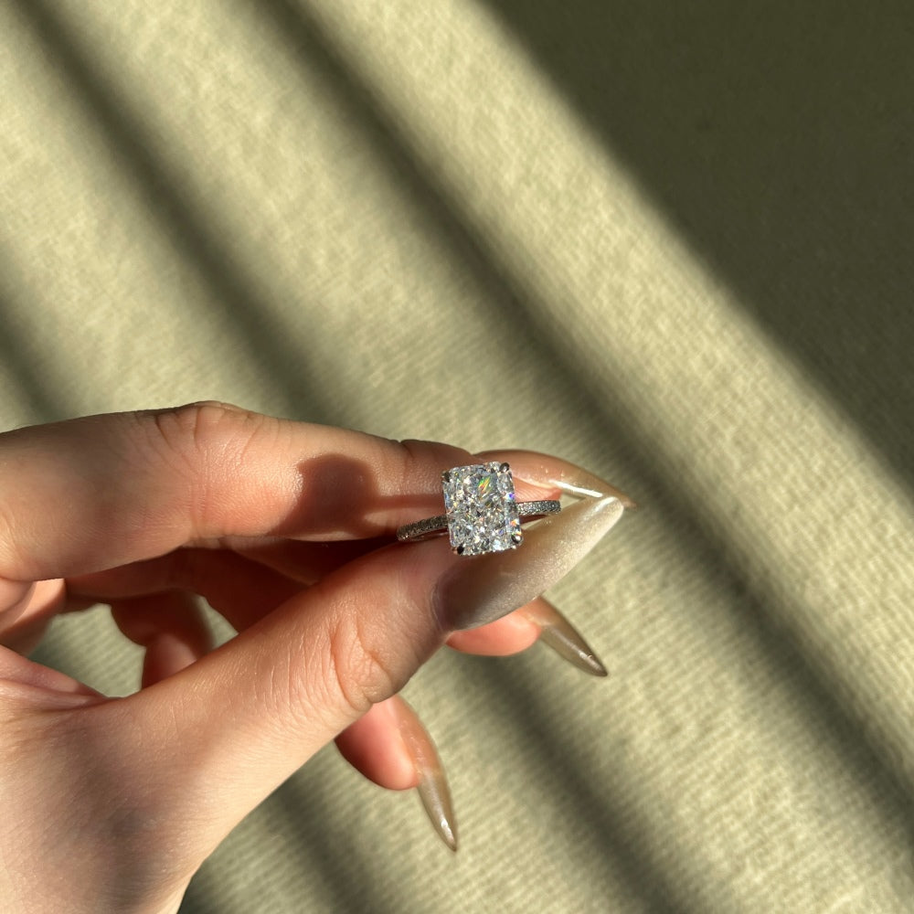 Women's 4.0ct Square Ice Flower Cut Zirconia Trendy Ring, S925 with White Gold Plating