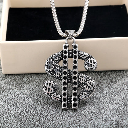 Men's Steel Dollar Sign Pendant Necklace