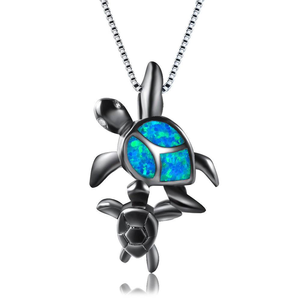 Opal Two turtle-shaped necklaces