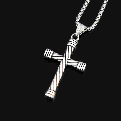 Men's Twisted Texture Cross Pendant Necklace