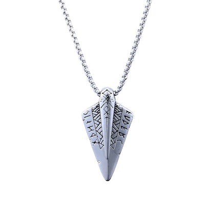Men's Steel Viking Rune Spearhead Pendant Necklace
