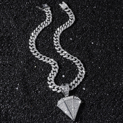Hip-Hop Diamond-Shaped Cuban Chain Pendant Necklace