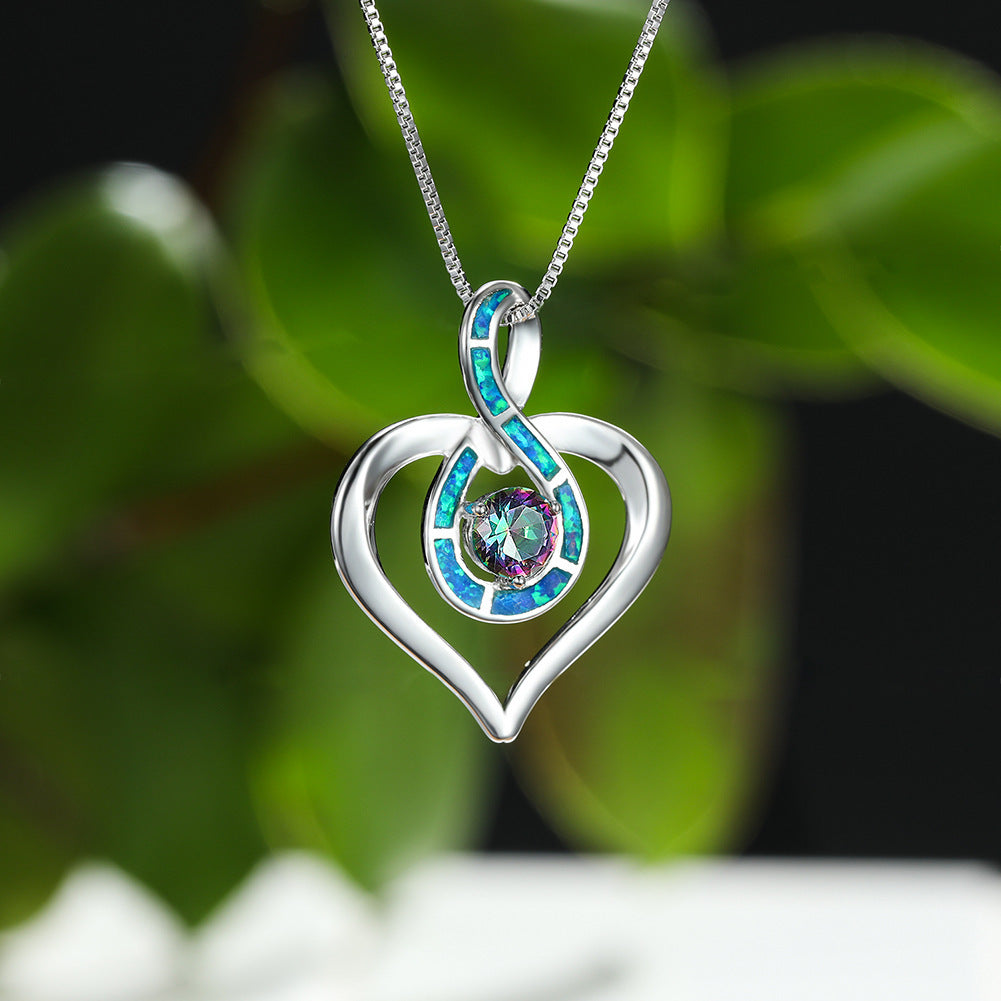 Opal Heart-shaped infinity necklace