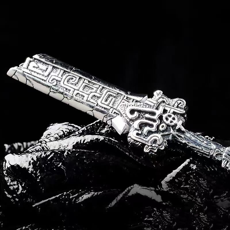 Vintage Stainless Steel Broken Sword Pendant Necklace for Men