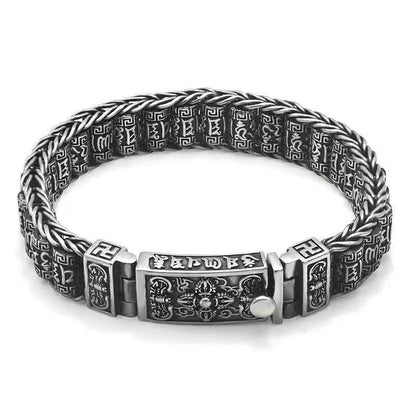 Men's Vintage Om Mani Padme Hum Engraved Braided Twist Bracelet