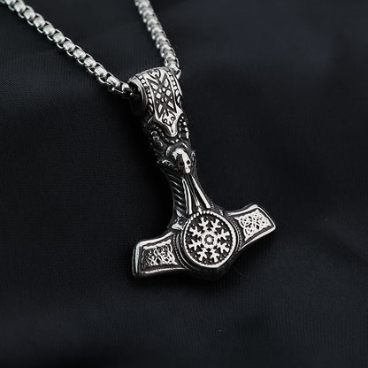 Vintage Stainless Steel Viking Pendant Necklace for Men