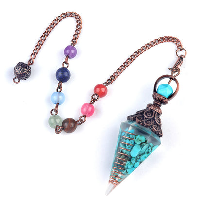 Copper-colored crushed stone resin crystal hexagonal pyramid spirit pendulum