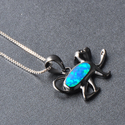 Opal  Dog-shaped pendant necklace