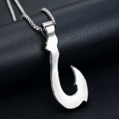 Men's Polynesian Fish Hook Pendant Necklace