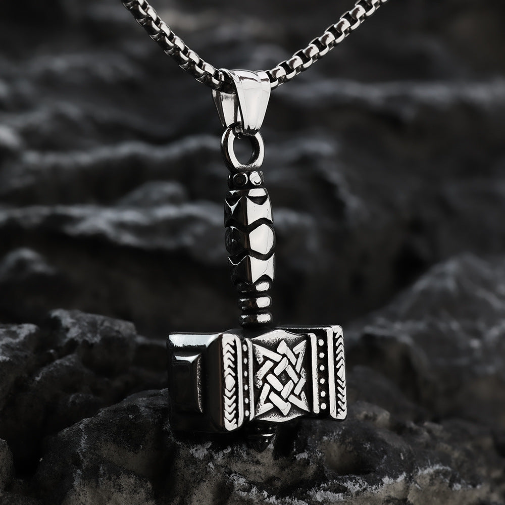 Vintage Stainless Steel Mjolnir Pendant Necklace for Men