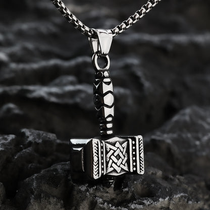 Vintage Stainless Steel Mjolnir Pendant Necklace for Men
