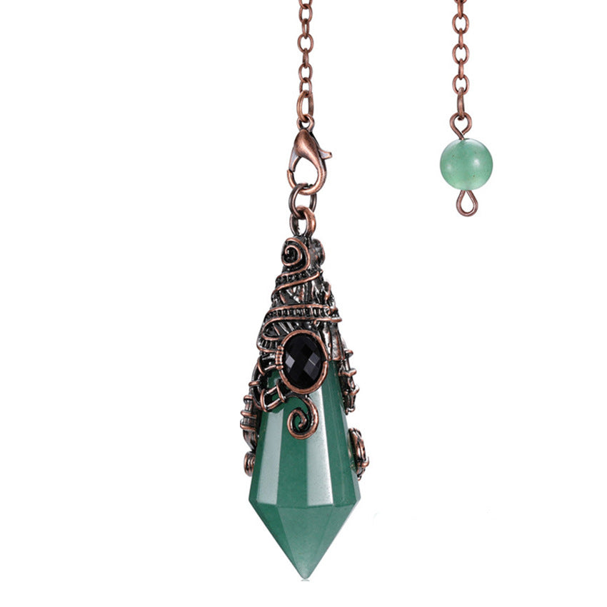 Vintage Palace Style Natural Crystal 12-Facet Hexagonal Pyramid Spirit Pendulum