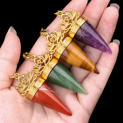 Ancient Golden lotus cone meditation yoga crystal spirit pendulum