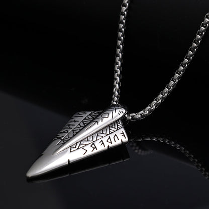 Men's Steel Viking Rune Spearhead Pendant Necklace