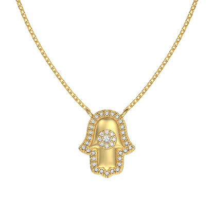 S925 Necklace, Inlaid White Round CZ, Evil Eye & Pharaoh Hand, Niche Fashion Versatile Design