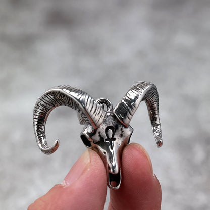 Vintage Stainless Steel Goat Head Pendant Necklace for Men