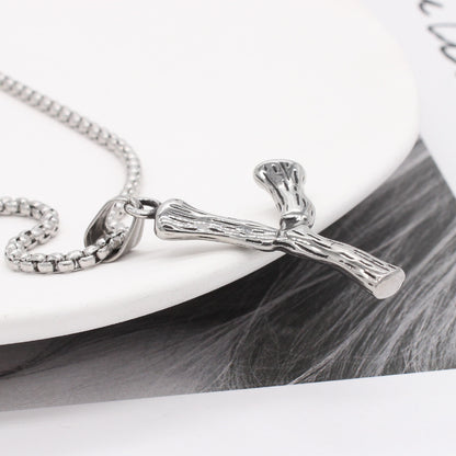 Men's Steel Y Shape Branch Pendant Necklace