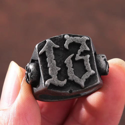 Retro vintage-style large Ghost Head men's ring