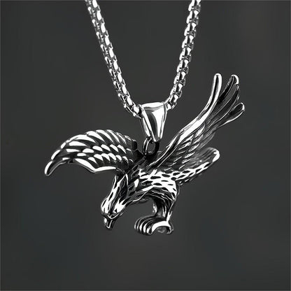 Vintage Stainless Steel Hip-hop Style Flying Eagle Pendant Necklace for Men