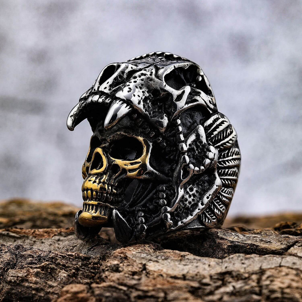 Men's Vintage Large Skull Stainless Steel Ring