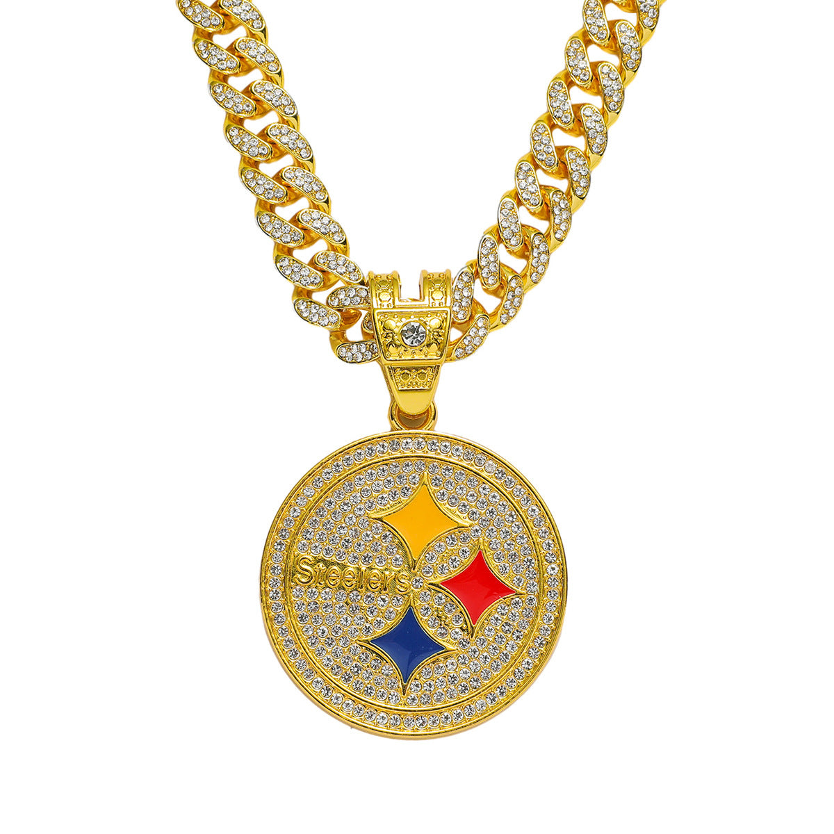 Hip-Hop Disc Logo Cuban Chain Pendant Necklace