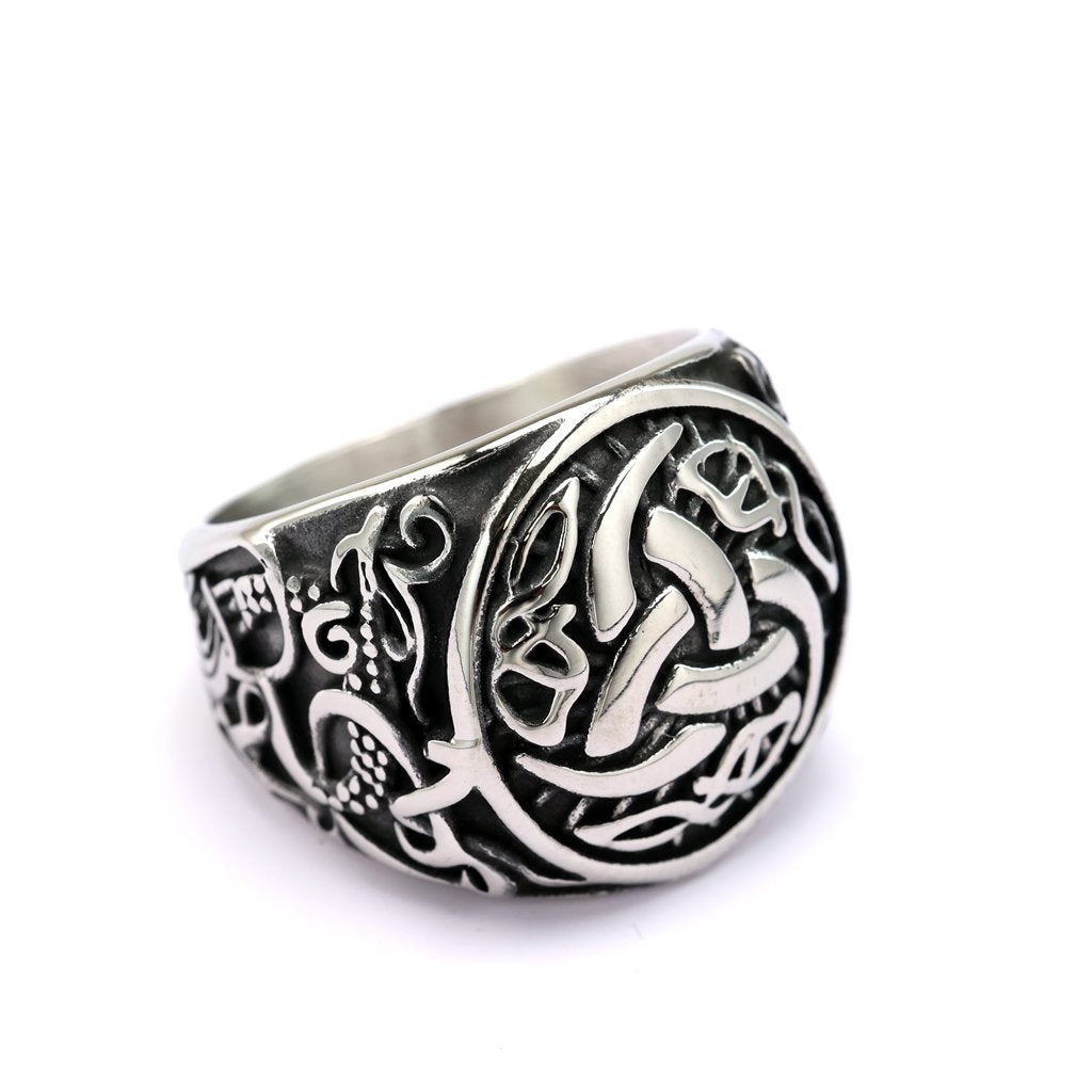 Vintage Solid Stainless Steel Viking Celtic Knot Ring for Men