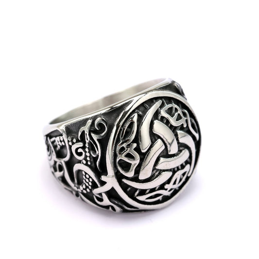 Vintage Solid Stainless Steel Viking Celtic Knot Ring for Men