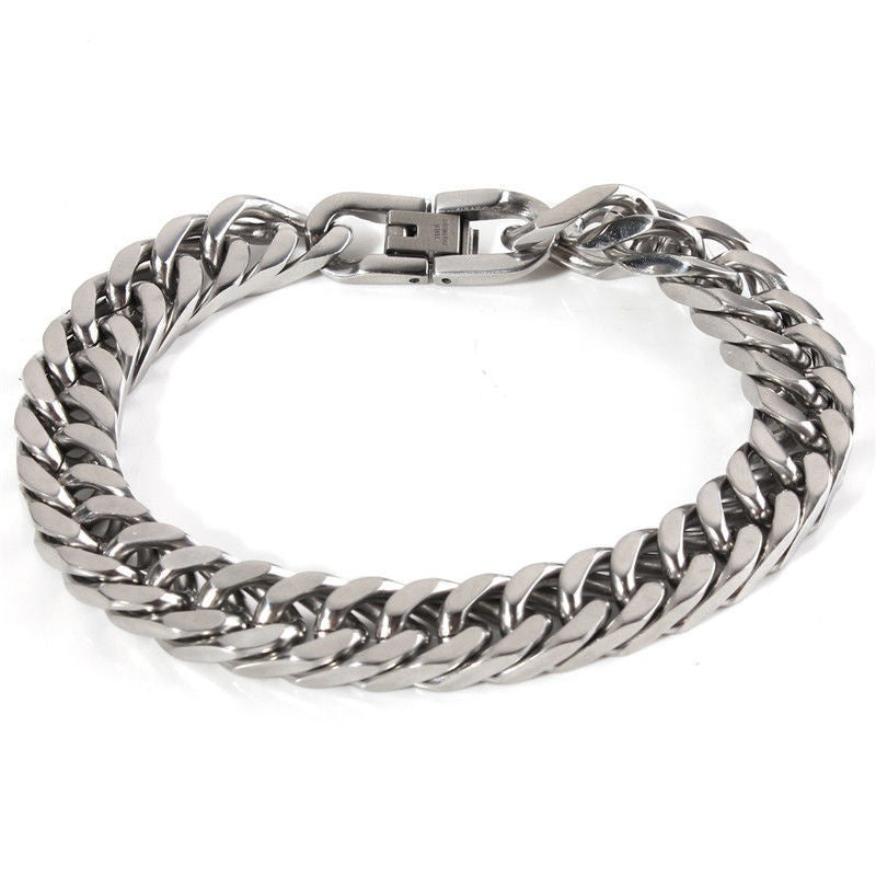 Men’s Fashion Titanium Steel Double Clasp Bracelet Trendy Wrist Jewelry Accessory