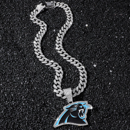 Hip-Hop Style Black Panther Football Team Logo Cuban Chain Pendant Necklace
