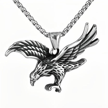 Vintage Stainless Steel Hip-hop Style Flying Eagle Pendant Necklace for Men