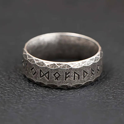 Vintage Antique Finish Stainless Steel Viking Rune Ring for Men