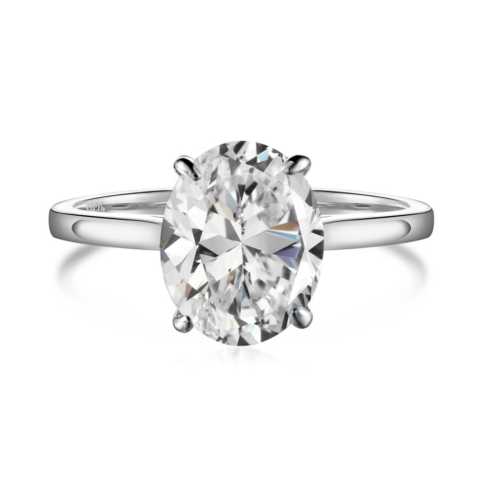 Women's Oval Zirconia Noble Elegant Ring, S925 with White Gold Plating