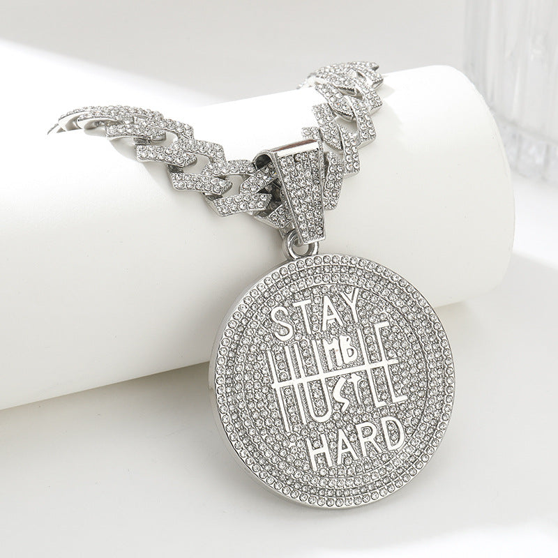 Street Round Hip-Hop Exaggerated Cuban Chain Pendant Necklace