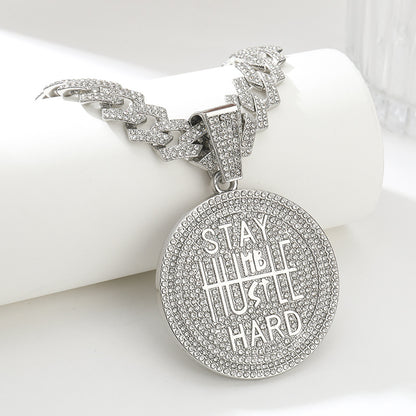 Street Round Hip-Hop Exaggerated Cuban Chain Pendant Necklace