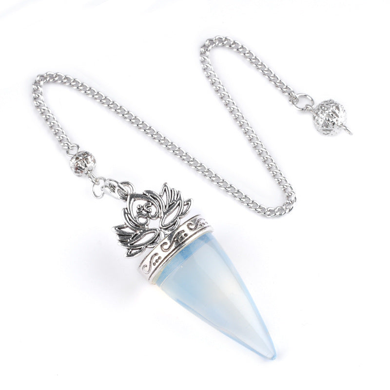Ancient silver lotus cone meditation yoga crystal spirit pendulum