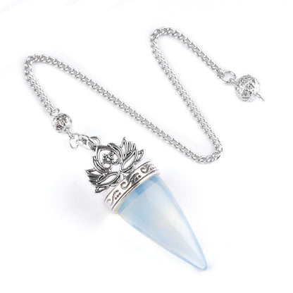 Ancient silver lotus cone meditation yoga crystal spirit pendulum