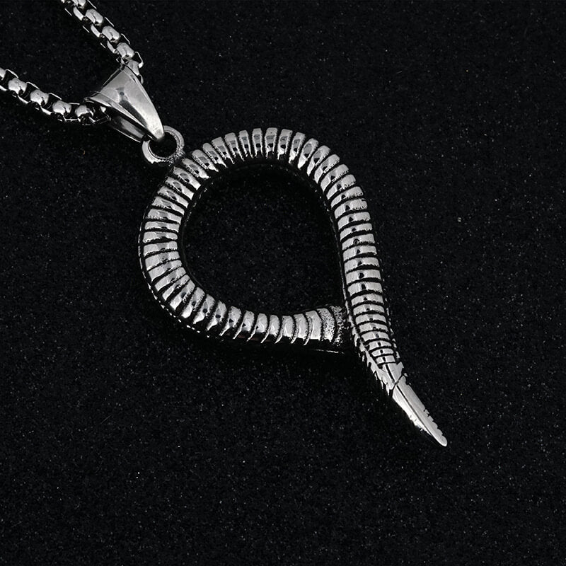 Men's Steel Vintage Coiled Snake Pendant Necklace