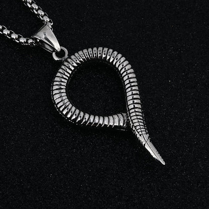 Men's Steel Vintage Coiled Snake Pendant Necklace
