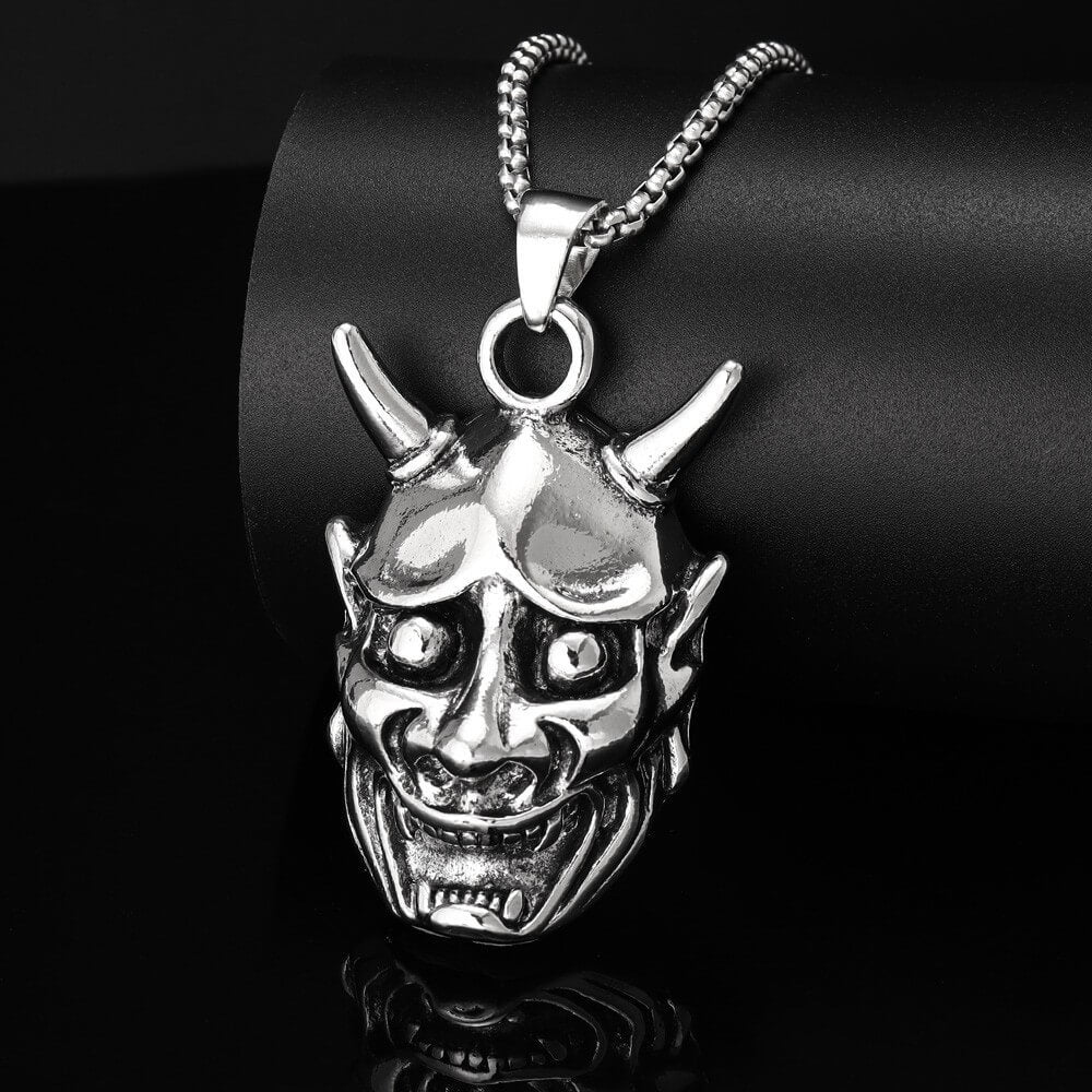 Men's Fashion Stainless Steel Prajna Mask Pendant Necklace