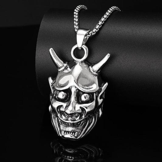 Men's Fashion Stainless Steel Prajna Mask Pendant Necklace