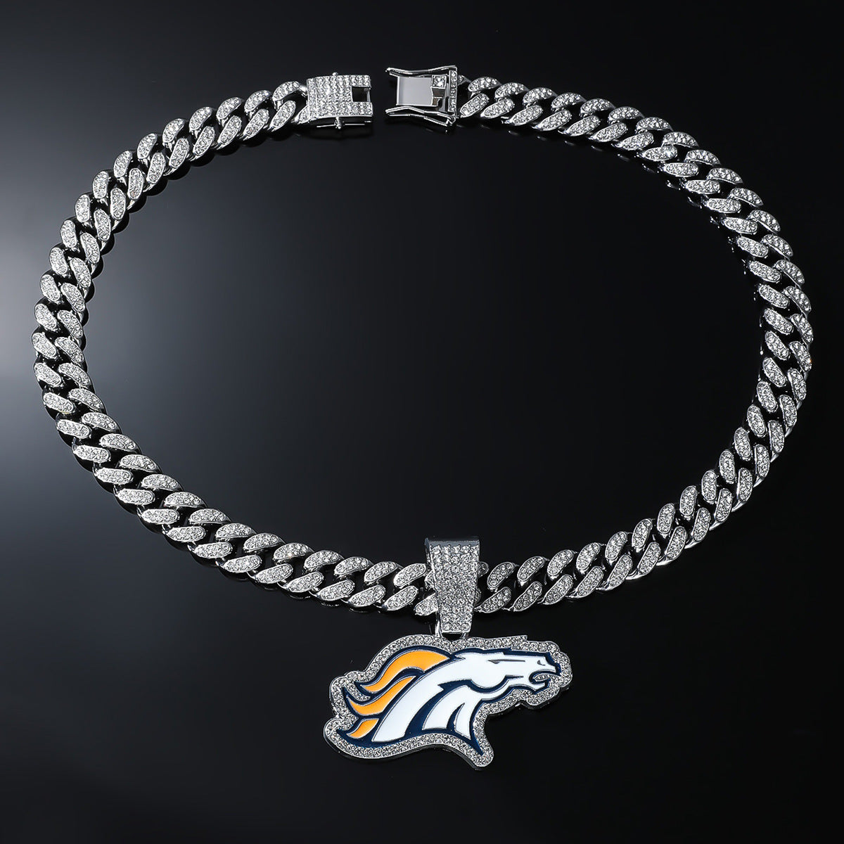 Hip-Hop Animal Horse Head Cuban Chain Pendant Necklace