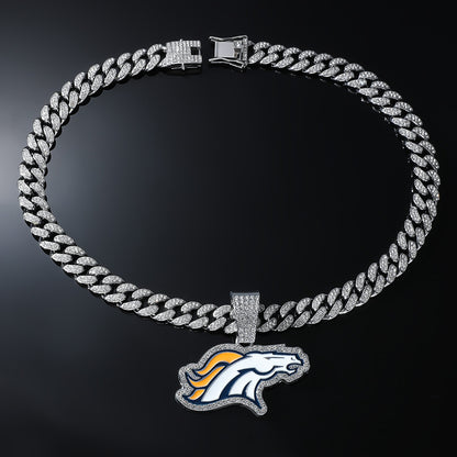Hip-Hop Animal Horse Head Cuban Chain Pendant Necklace