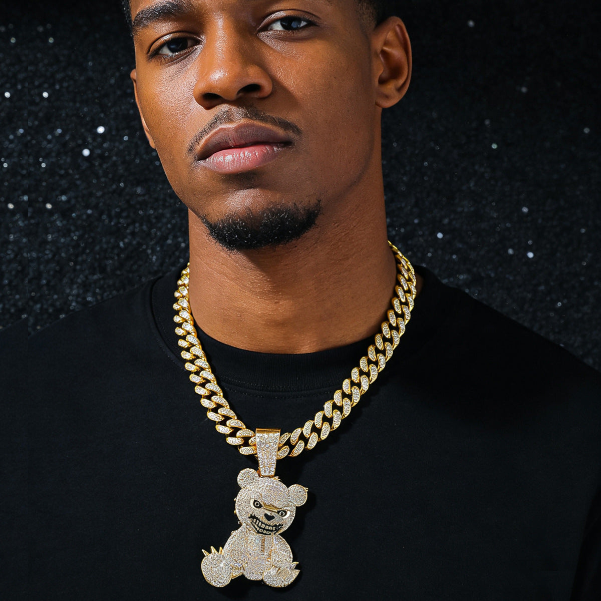 Hip-Hop Animal Bear Cuban Chain Pendant Necklace