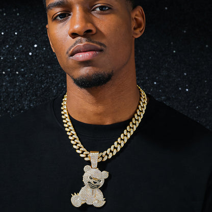 Hip-Hop Animal Bear Cuban Chain Pendant Necklace