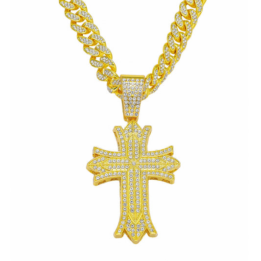 Trendy Hip-Hop Style Cross Cuban Chain Pendant Necklace