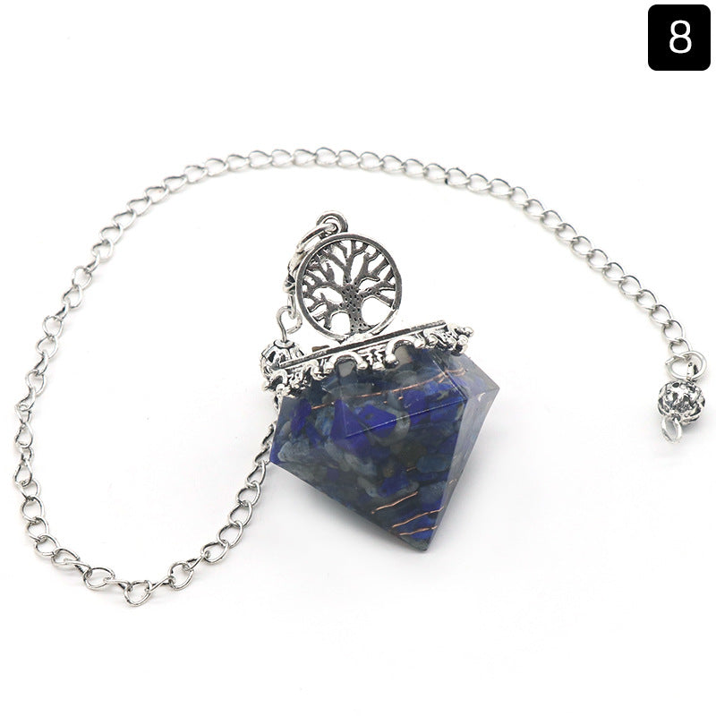 Crystal Agate Resin Gravel Diamond-Shaped Pendulum