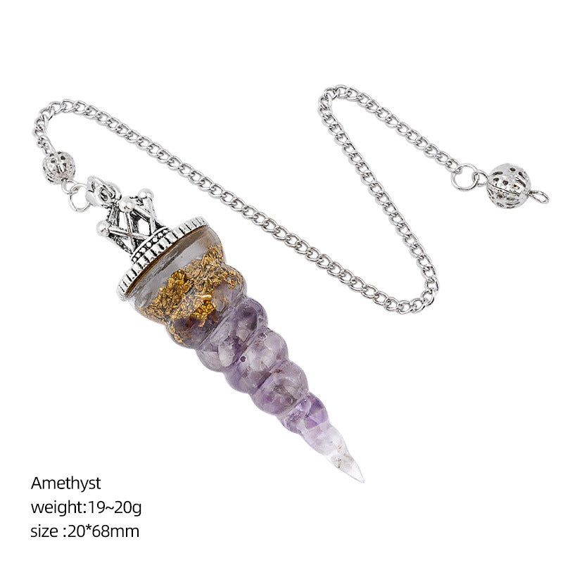 Crown-Headed Spiral Conical Yoga Meditation Adjustable Frequency Crystal Resin Spirit Pendulum